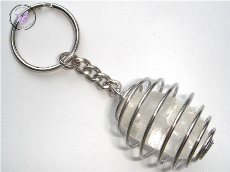 Clear Quartz Tumble Stone Keychain